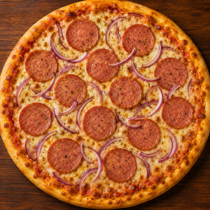 CHICKEN SALAMI @ ONIONS PIZZA 9INCH CHICKEN SALAMI @ ONIONS PIZZA 9INCH