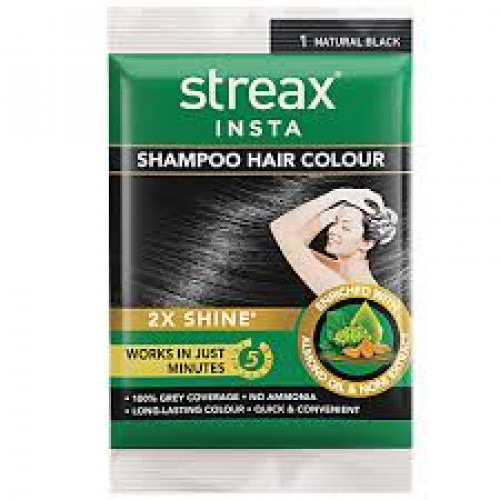 STREAX NATURAL BLACK SHAMPOO HAIR COLOUR 18ML